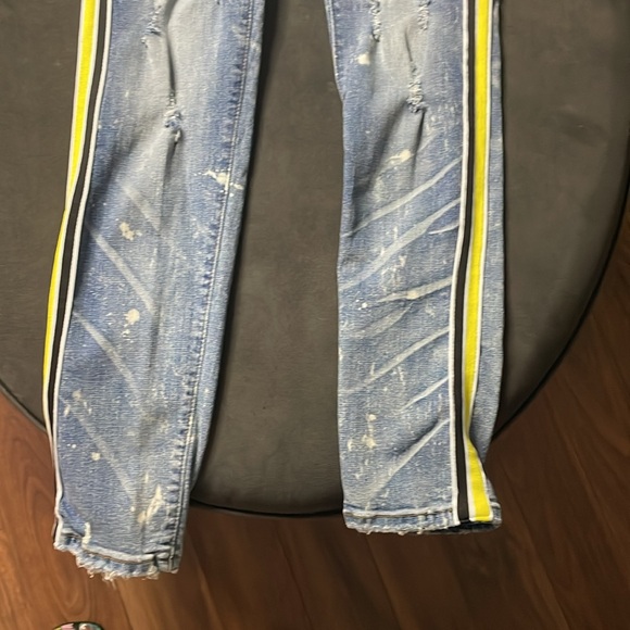 DECIBEL Jeans Mens Distressed Paint Marks Striped Faded Men Denim Jeans - Picture 2 of 8